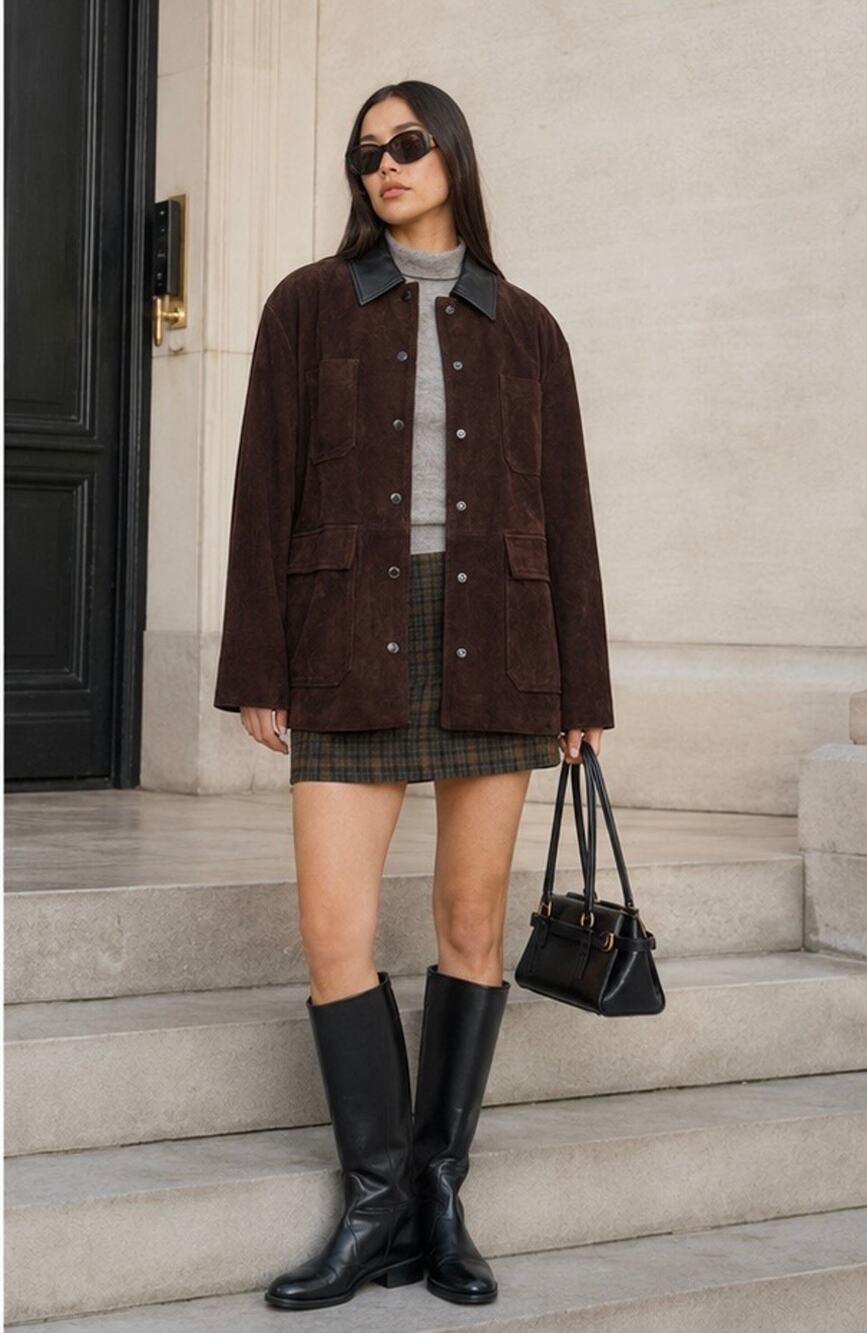 Reformation x Veda Scottie Suede Jacket espresso Small